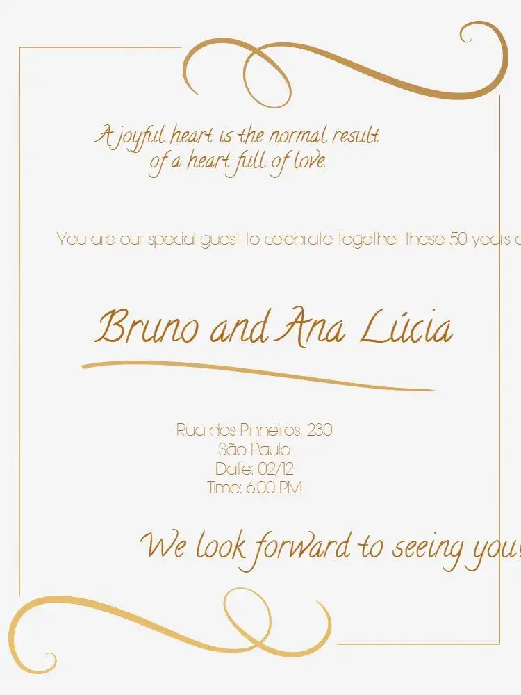 Golden Arabesque Wedding Anniversary invitation