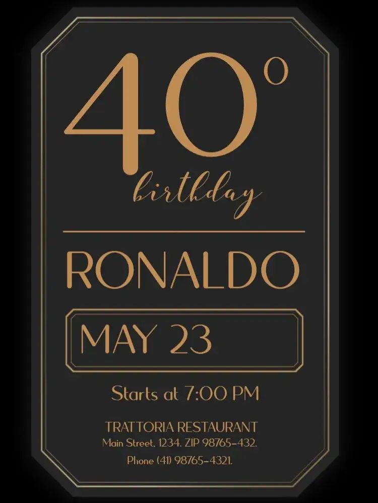 40 Years Classic Gold invitation