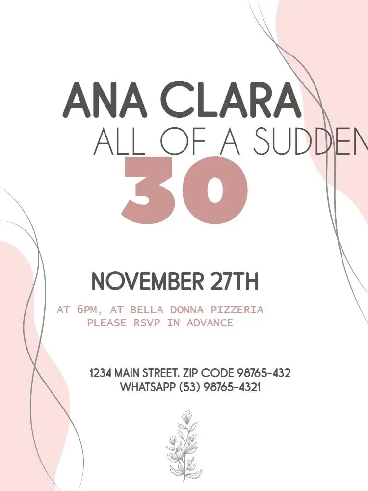 Invitation Repente 30 Delicate Clear – Kids' Birthday Party theme delicate, clear, feminine, elegant, modern
