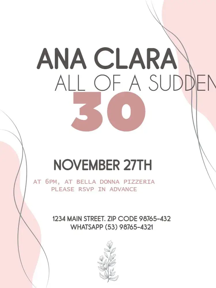 Repente 30 Delicate Clear invitation