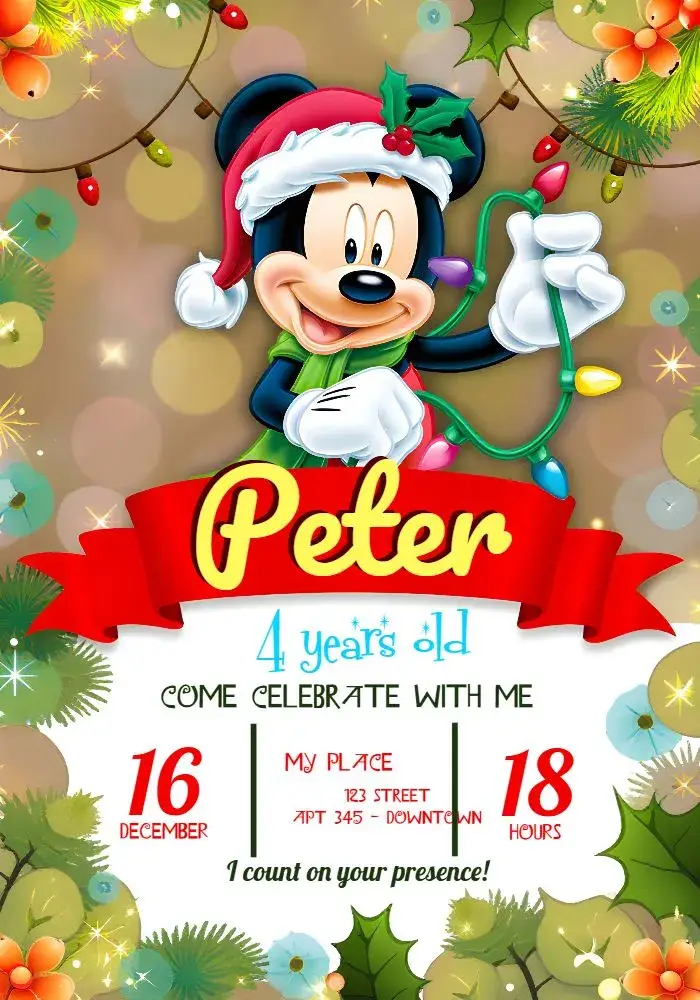 Mickey Mouse Christmas Boy invitation