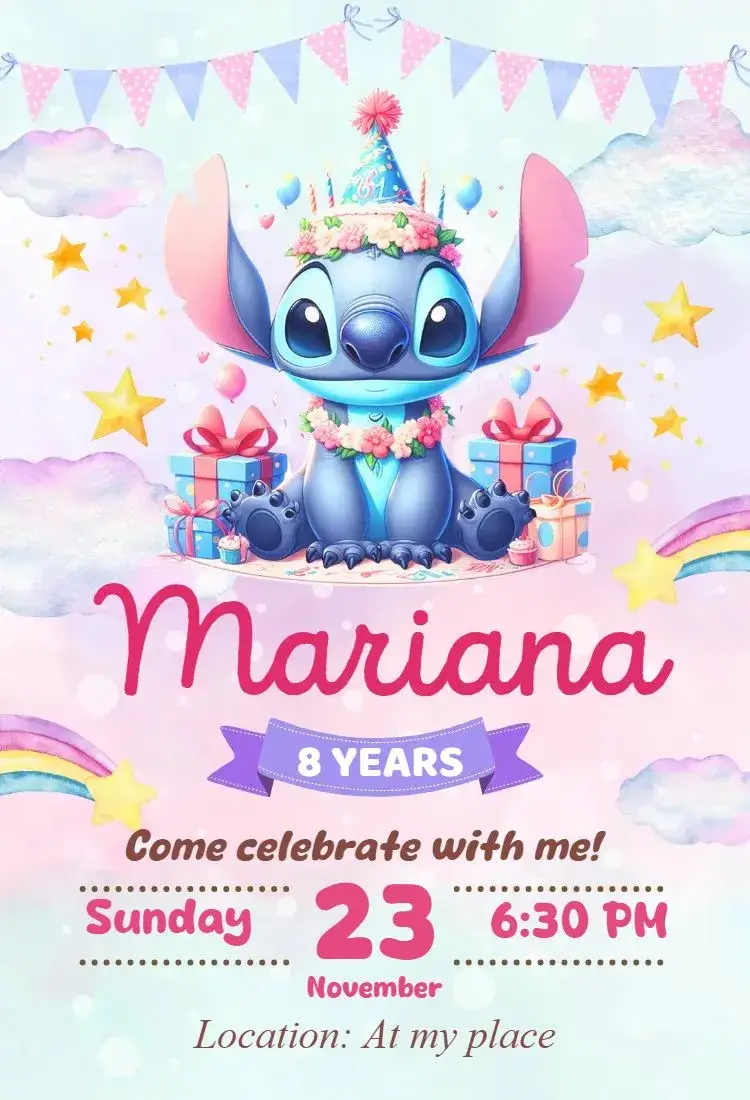 Invite digital stitch invitation editable and customizable