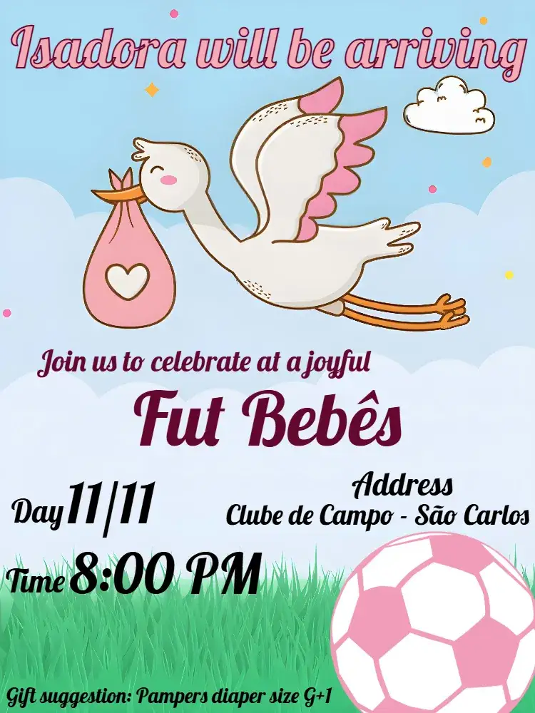 Invitation Fut Diapers Girl Soccer Ball – Most searched for theme sporty, feminine, colorful, fun, modern, themed