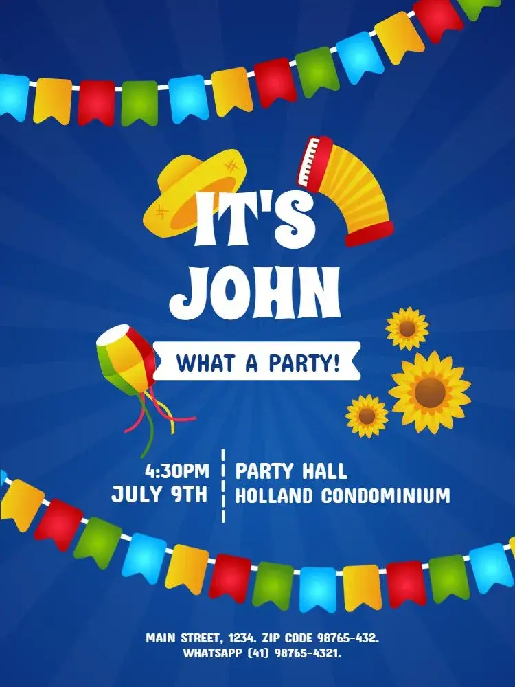 Junina And São João Balloon Party invitation