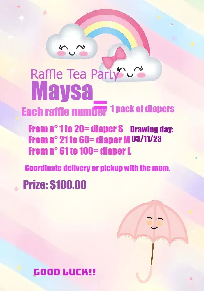 Invitation Tea Raffle Rain of Love Cloud – Raffle Tea theme colorful, cloud, love, cute, childlike, cheerful