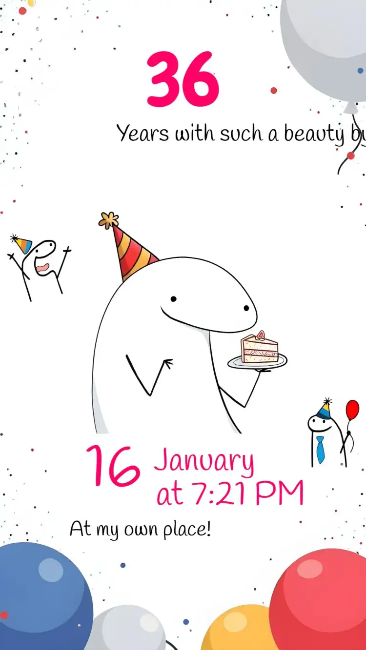 Invitation Flork Adult – Birthday theme colorful, modern, fun, bento, youthful, vibrant