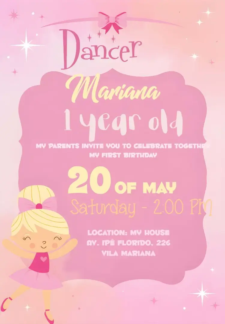 By Ballerina Diney invitation