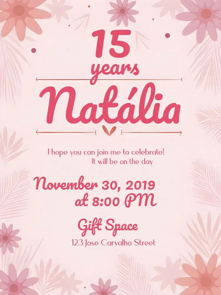 15 Years - Floral Pink Girl