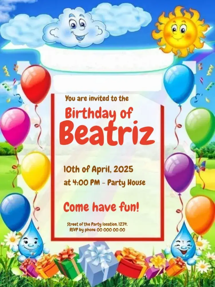 Edit Yellow Sun Balloon invitation