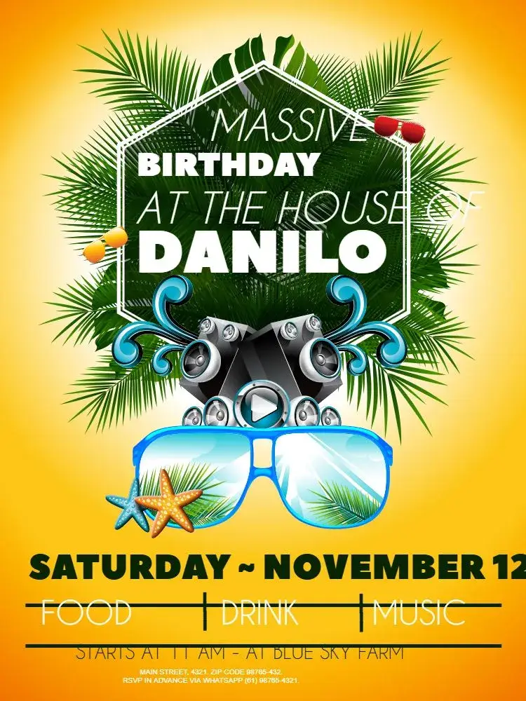 Tropical Yellow Male Party invitation