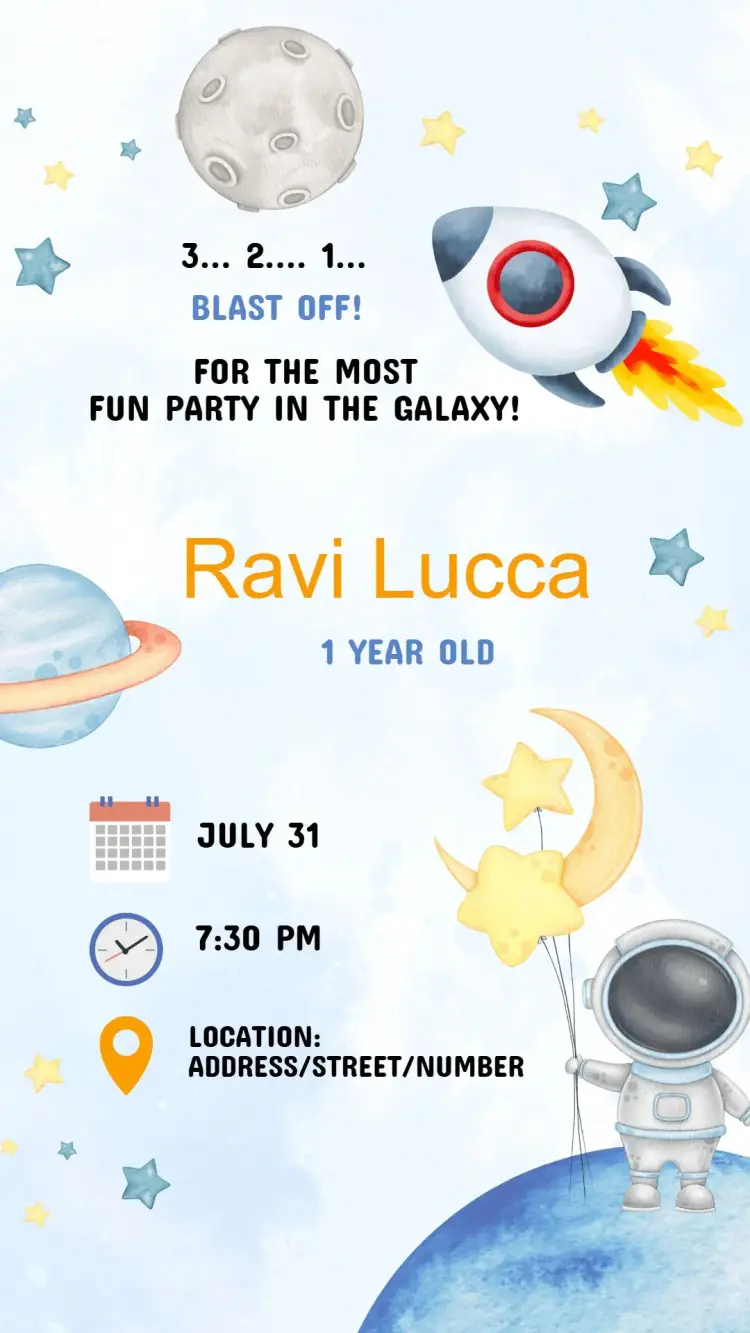 Astronaut Birthday Invitation