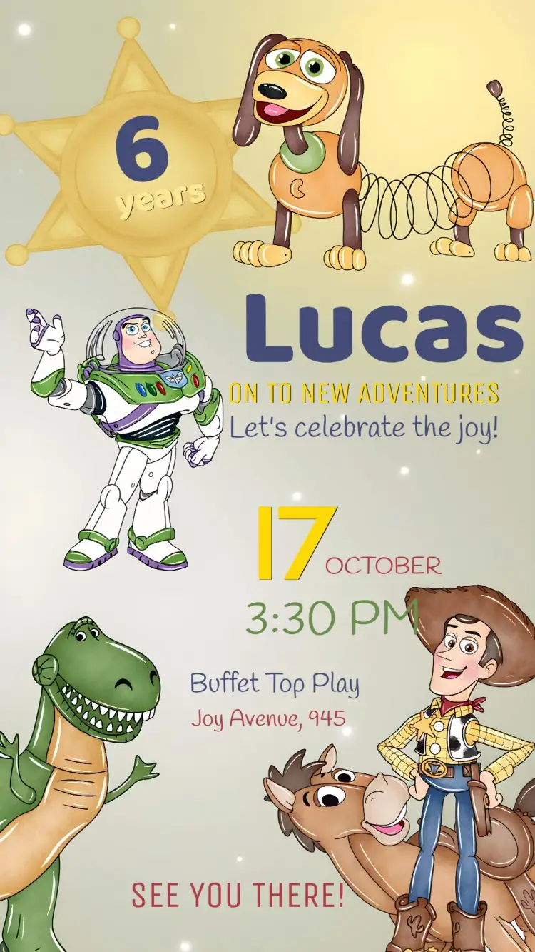 Invite Toy Story Watercolor