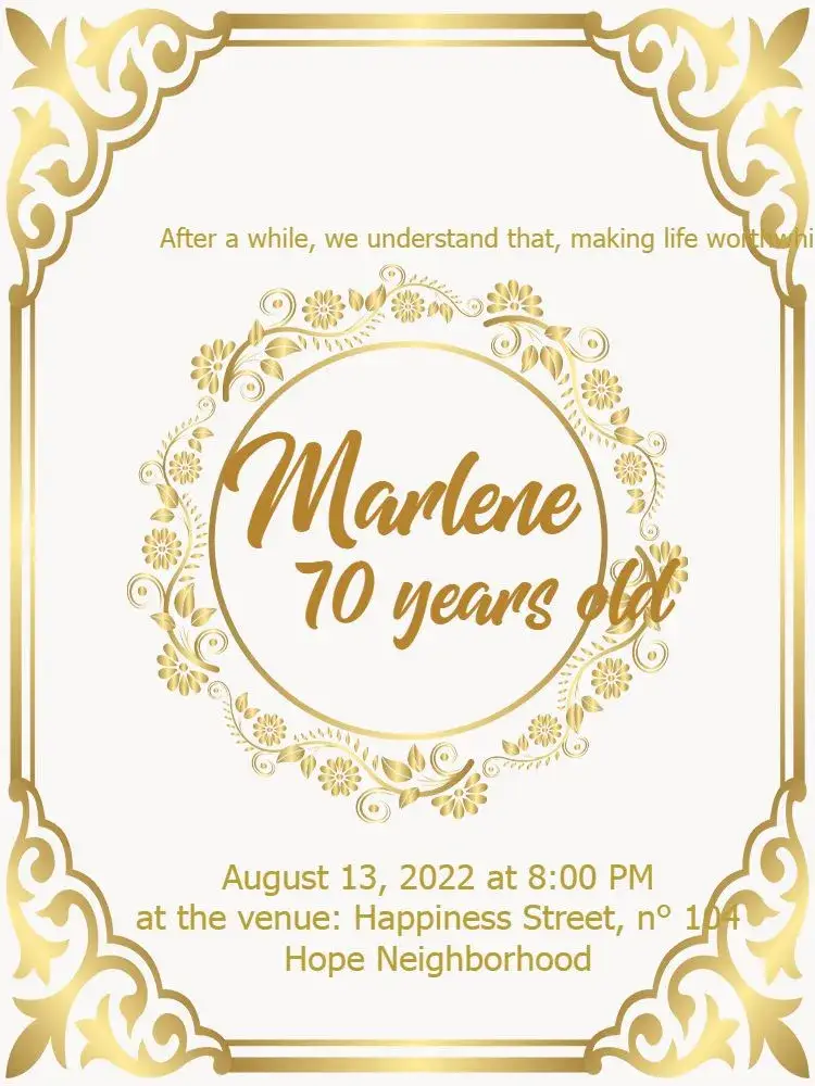 Floral 70 Years White invitation