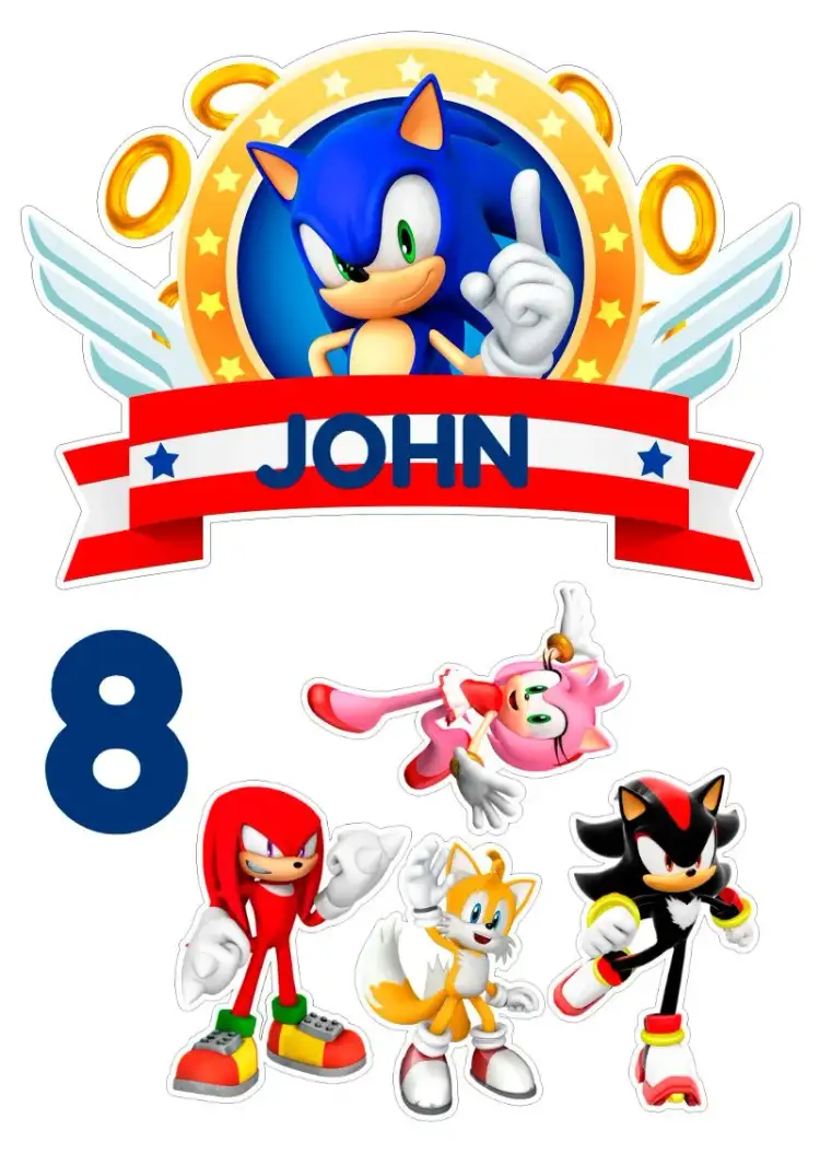 Invitation Sonic Cake Topper Print – Cake topper theme blue, fun, games, modern, childish, adventure