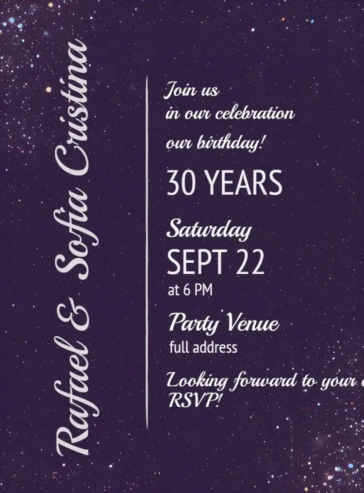 Invitation Purple Elegant Adult Wedding – Birthday theme purple, elegant, minimalist, modern, subtle, classic