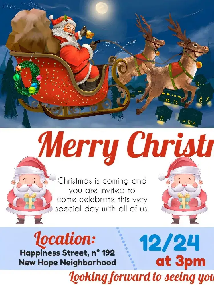 Invitation Family Christmas in Red – Commemorative Dates theme vibrant red, Christmas elements, festive style, cheerful graphics, Christmas symbolism, modern design