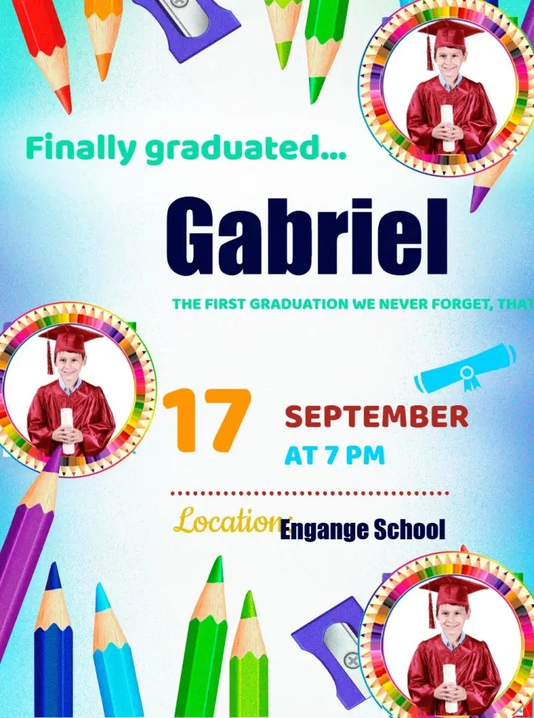 Preschool Graduation With Photo Pencil invitation