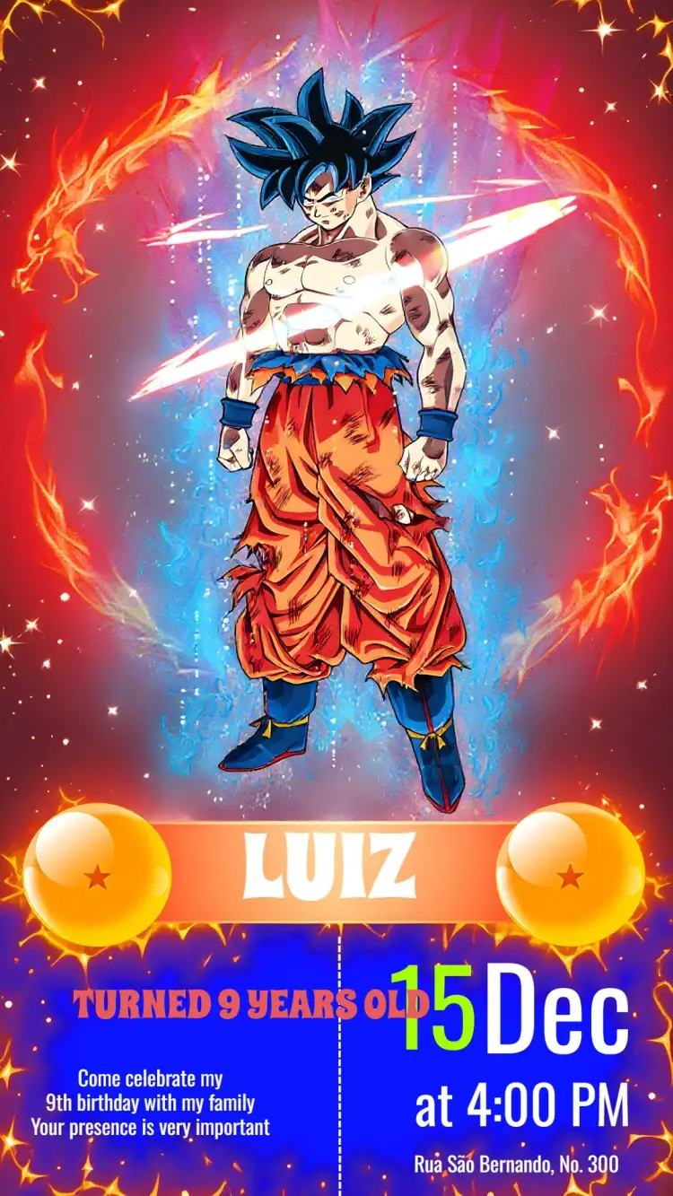 Dragon Ball Z Goku invitation