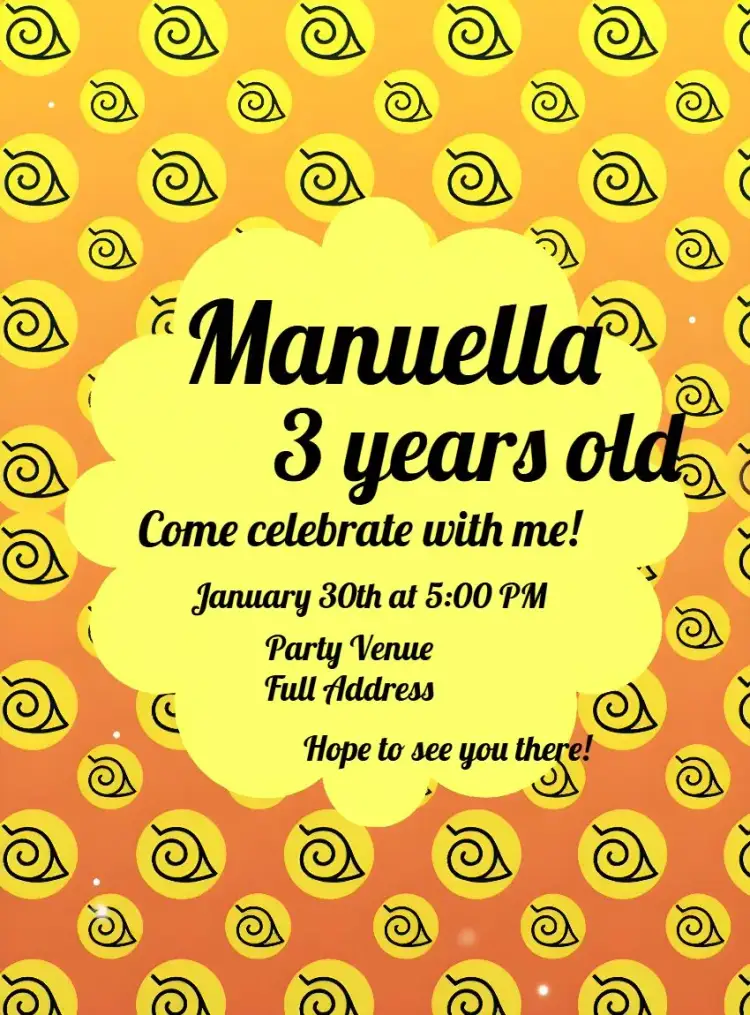 Invitation Naruto Anime – Kids' Birthday Party theme colorful, themed, dynamic, youthful, ninja, fun