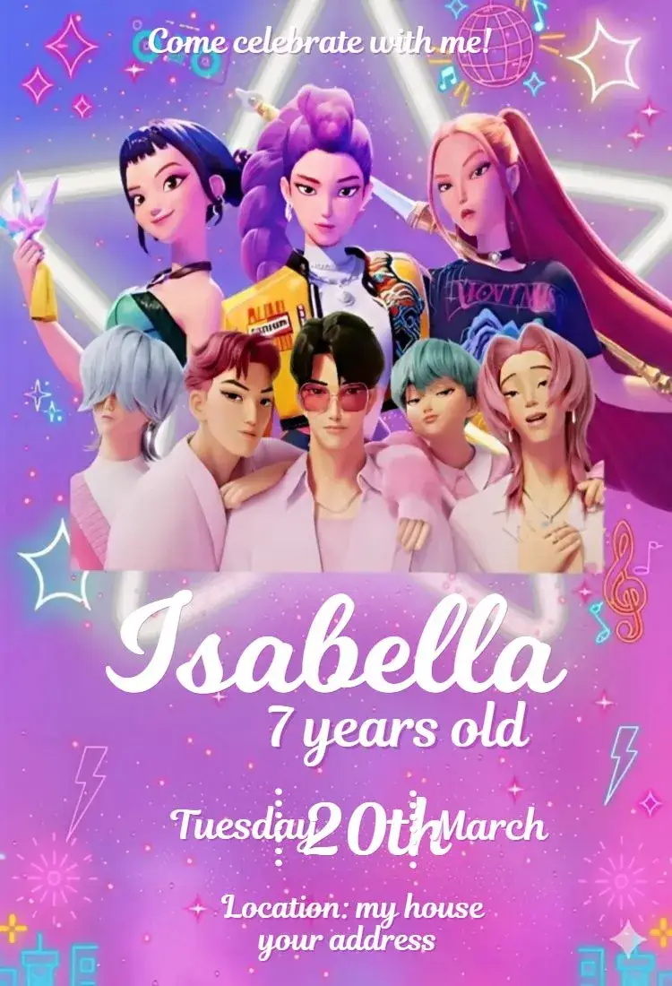 Invite Warriors of Kpop 5 editable and customizable