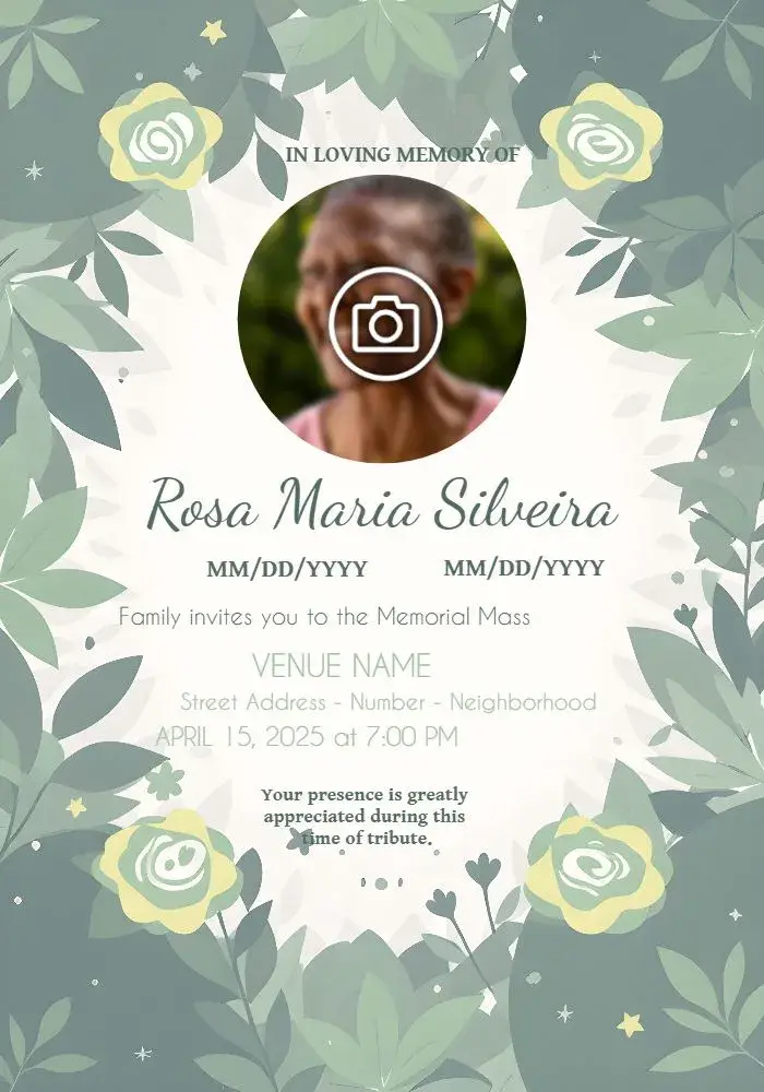 Funeral Mass With Yellow Photo invitation