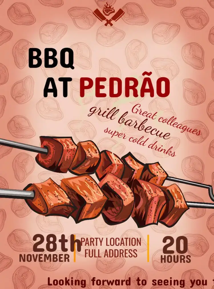 Invitation Barbecue Skewer Adult – Birthday theme vibrant, relaxed, grill, culinary, modern, rustic
