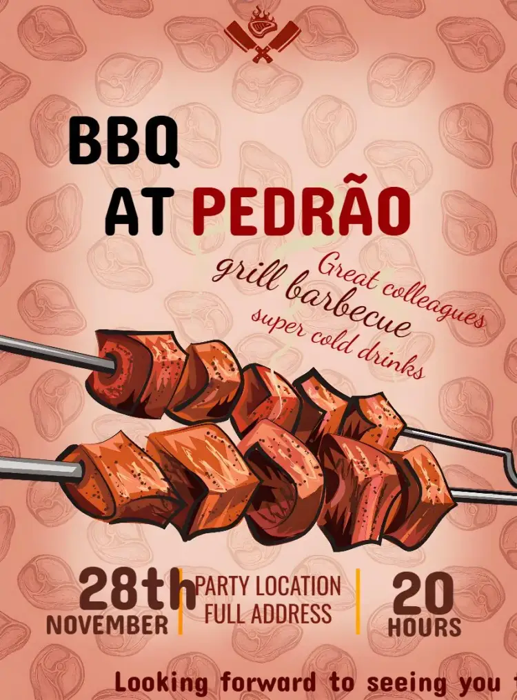 Invite Barbecue Skewer Adult editable and customizable
