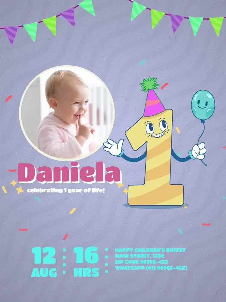 First Year Purple Girl invitation