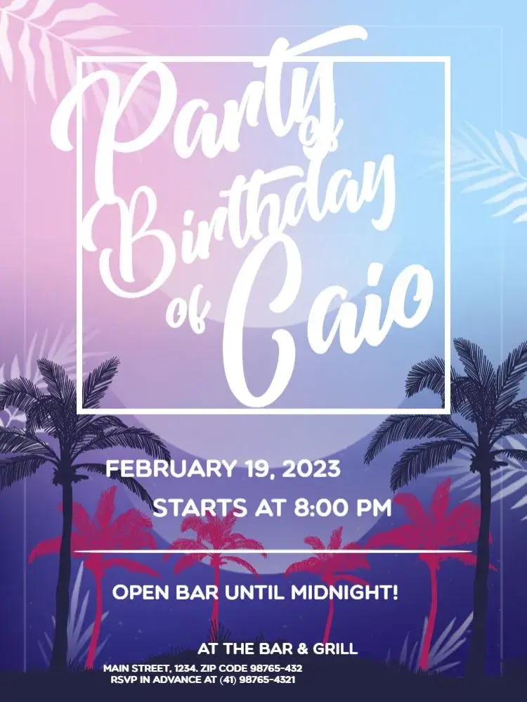 Tropical Male Party invitation