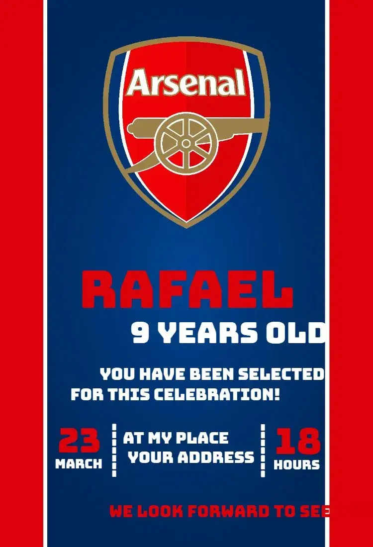 Invite Arsenal 4 editable and customizable