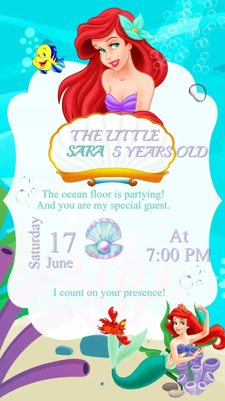 Little Mermaid Birthday Invitation