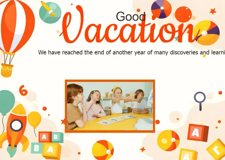 Invitation Holiday Greeting Card With Classroom Photo – Commemorative Dates theme vibrant, colorful, scholarly, modern, fun