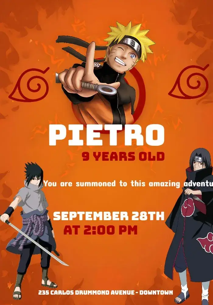 Black Naruto invitation