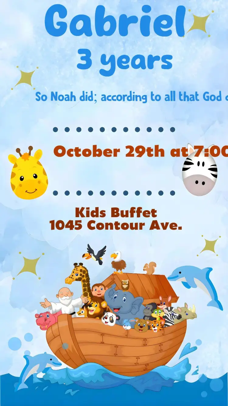 Invitation Noah's Ark – Kids' Birthday Party theme