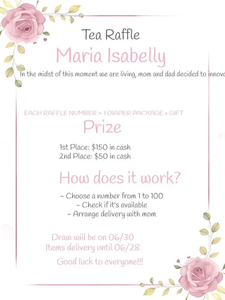 White Floral Tea Raffle invitation