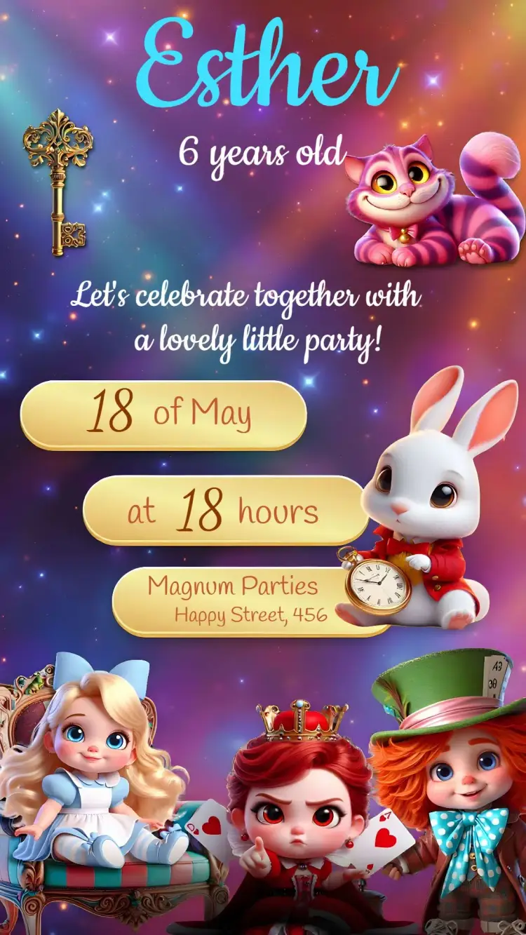 Alice In Wonderland Colorful invitation