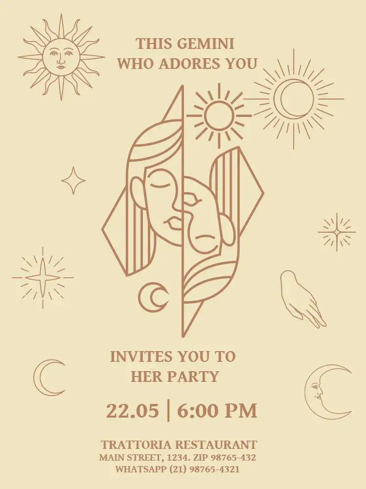 Gemini Star Signs invitation