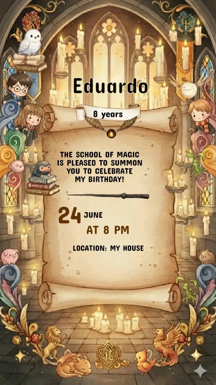 Harry Potter Kids Birthday Invitation