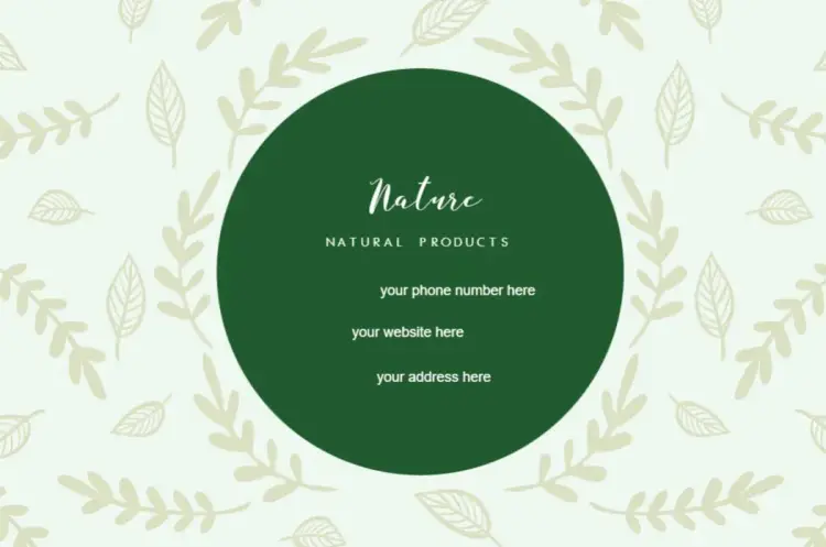 Back of Business Card Vegetarian Nature invitation