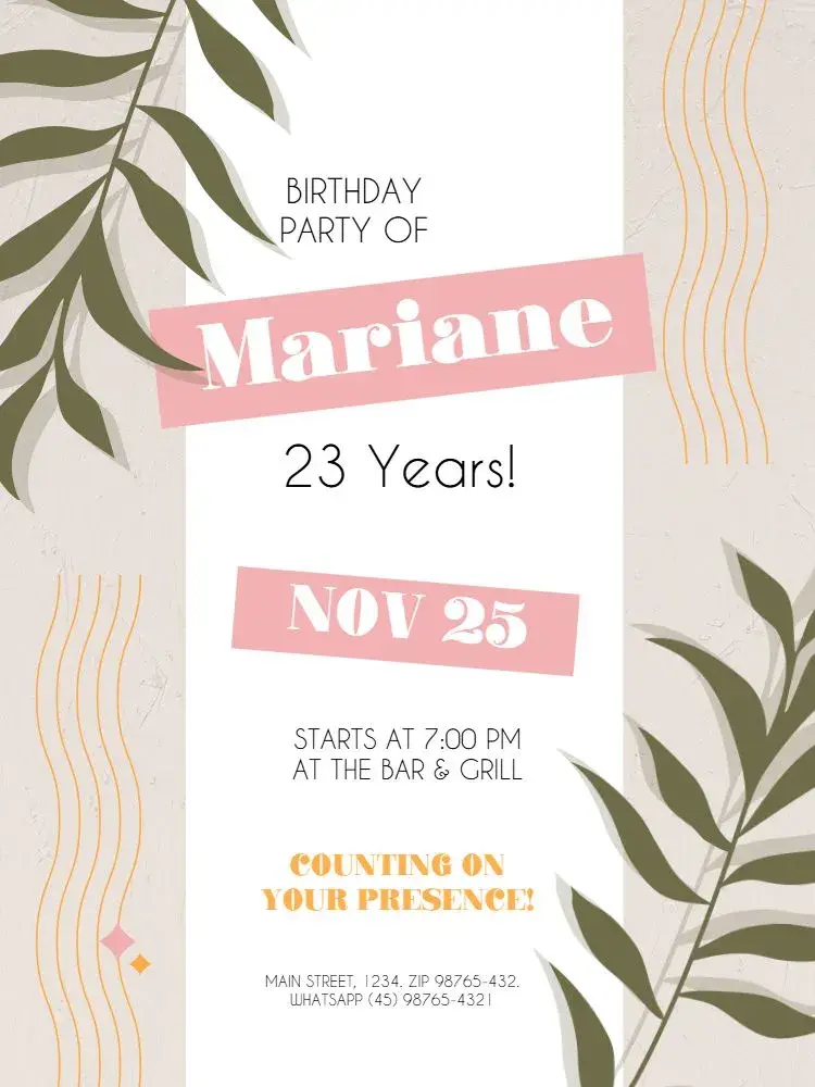Female Foliage Celebration invitation
