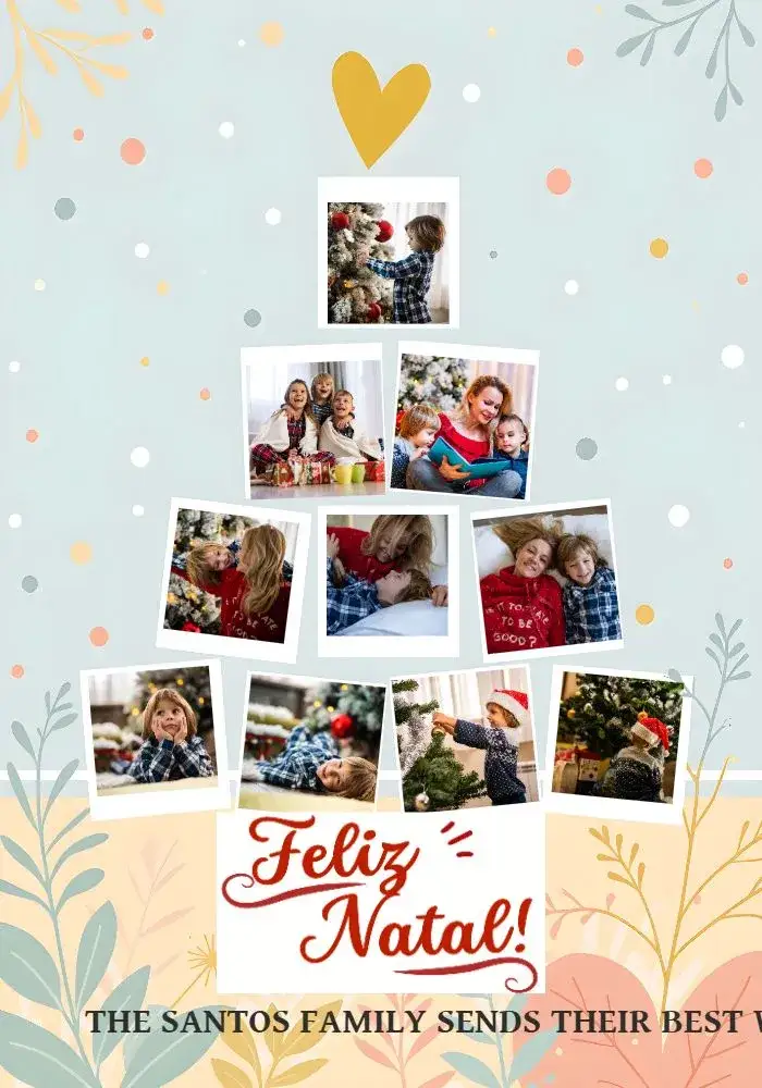 Invitation Christmas Tree Photos Votes Card – Commemorative Dates theme festive, colorful, modern, family-friendly, cheerful
