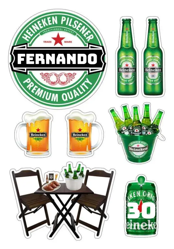 Heineken Drink Cake Topper invitation