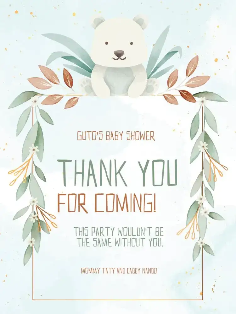 Delicate Clear Baby Shower Thank You Card