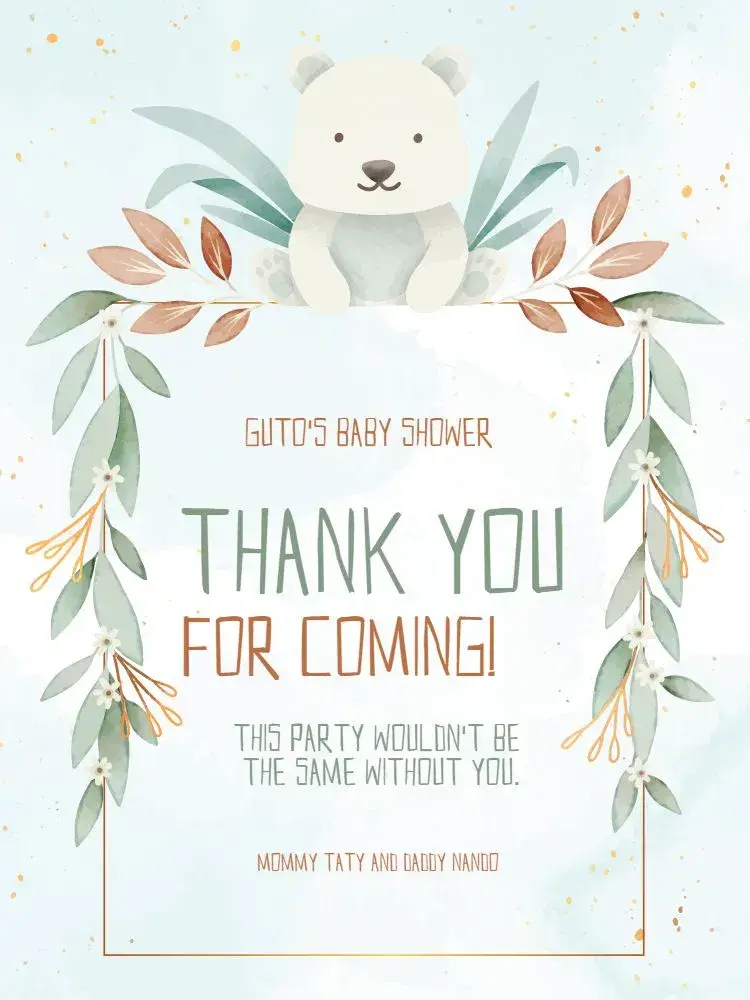 Delicate Clear Baby Shower Thank You Card invitation