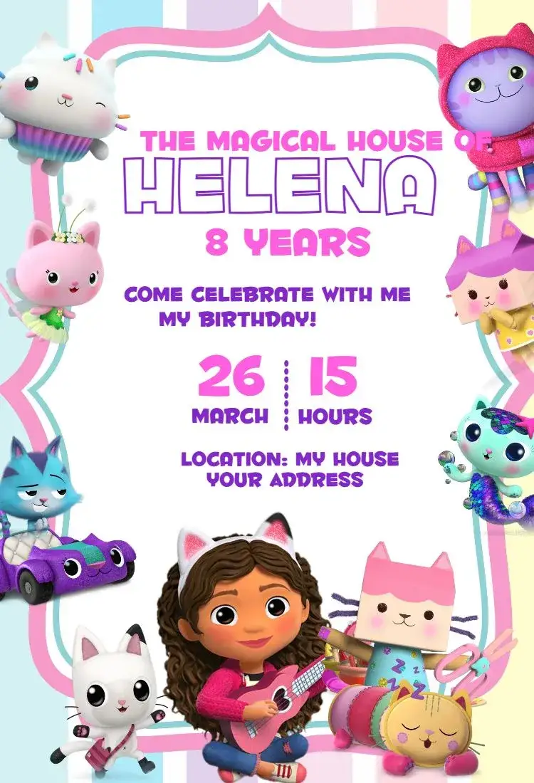 Invitation The Magical House of Gabby 2 – Birthday theme magical, colorful, playful, fun-filled, childlike, themed