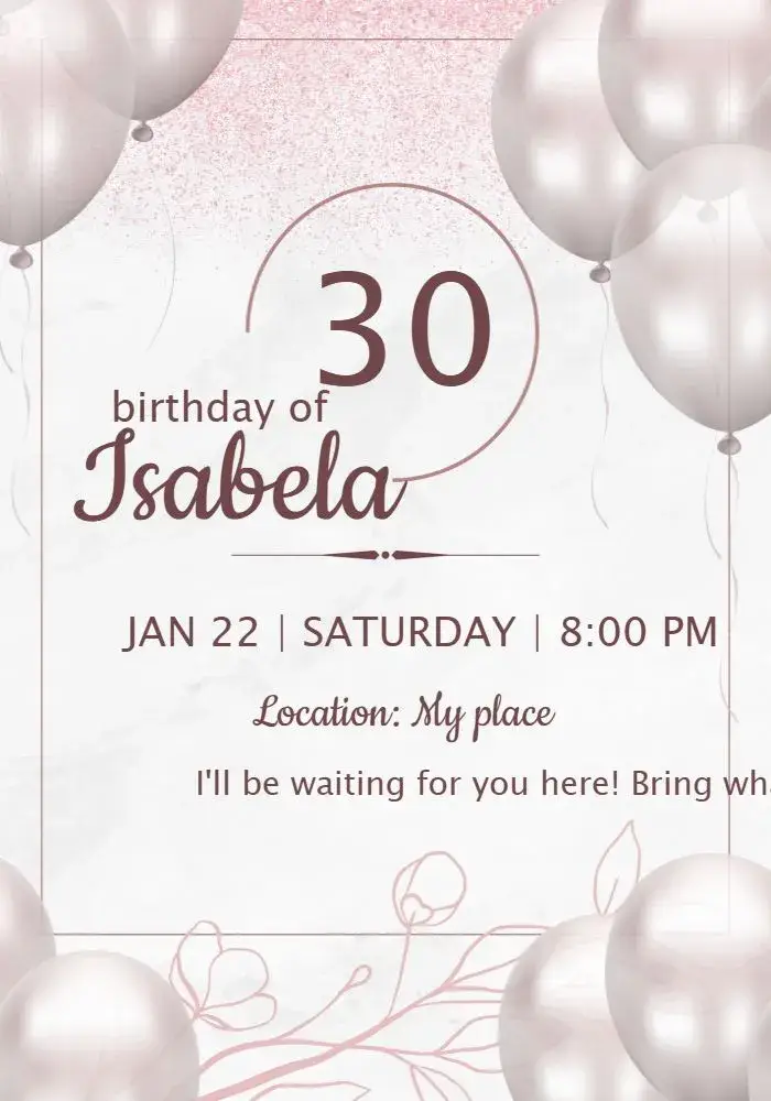 Invite Rosé 30 editable and customizable