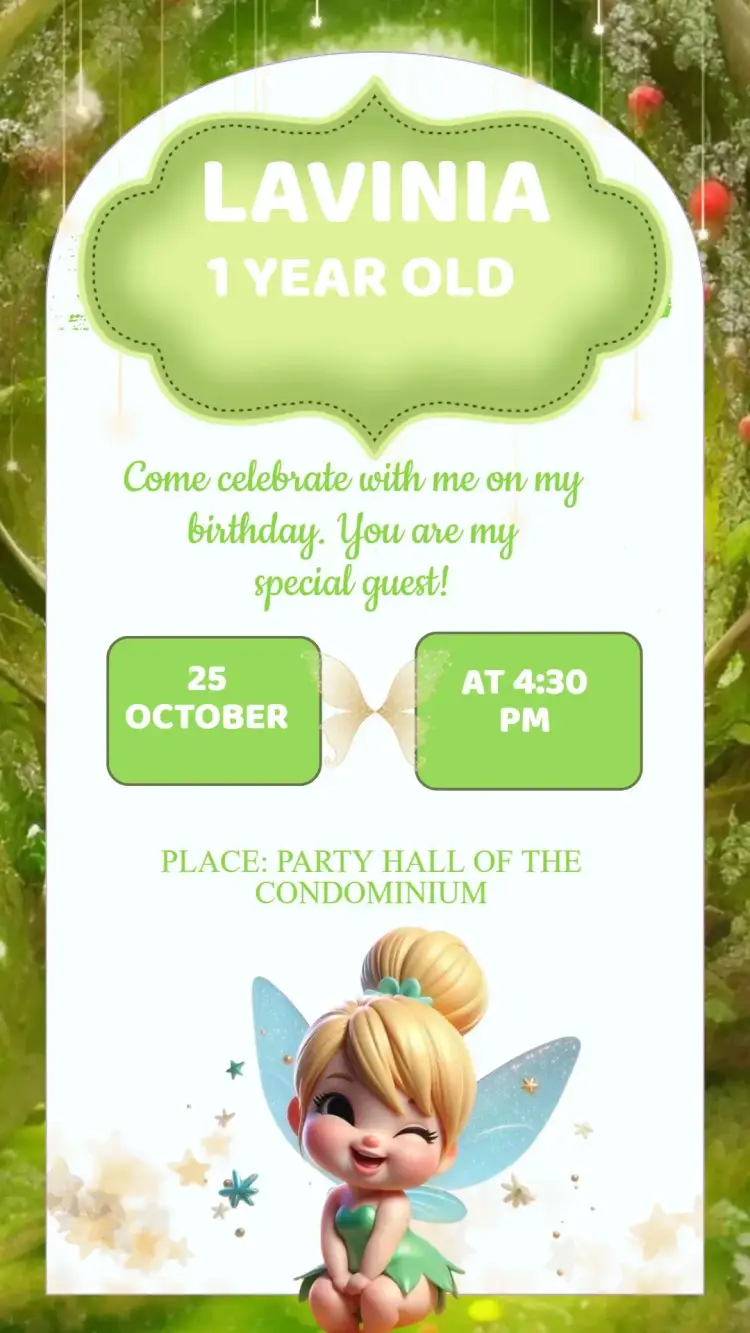 Tinker Bell Baby Birthday Invite