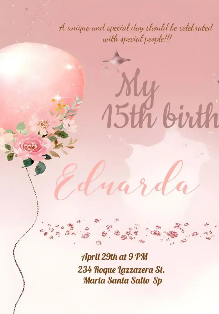 15th Brown Floral Anniversary invitation