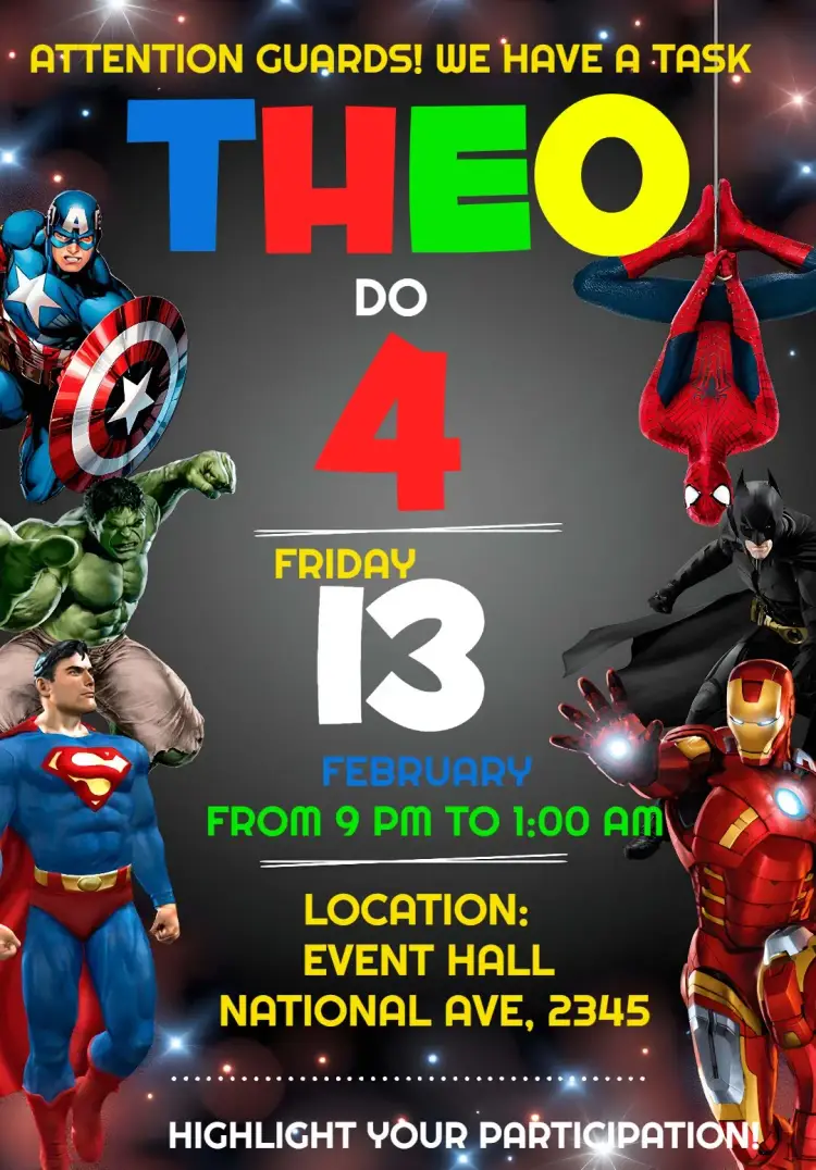 Super Heroes Avengers Iron invitation