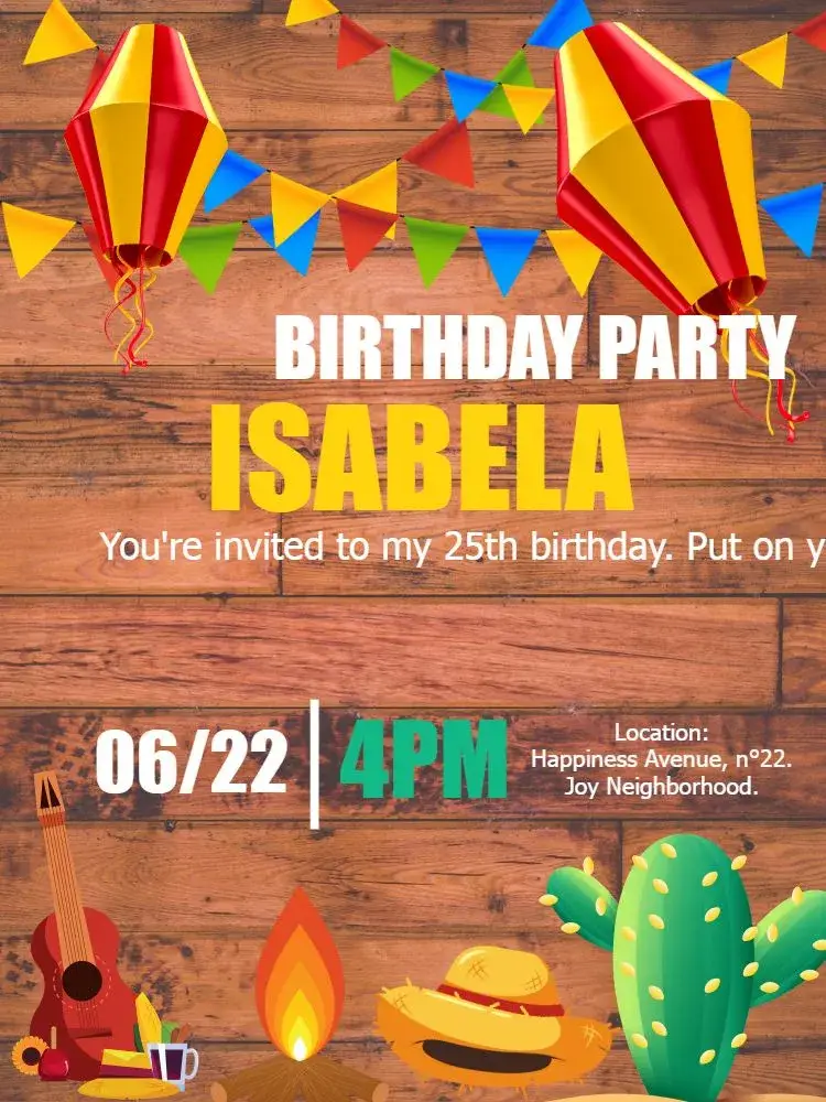 Colorful Junina Party Arraiá invitation